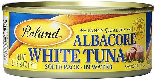 Roland Foods Fancy Albacore - Atún blanco, paquete sólido en agua, lata de 6 onzas, paquete de 6