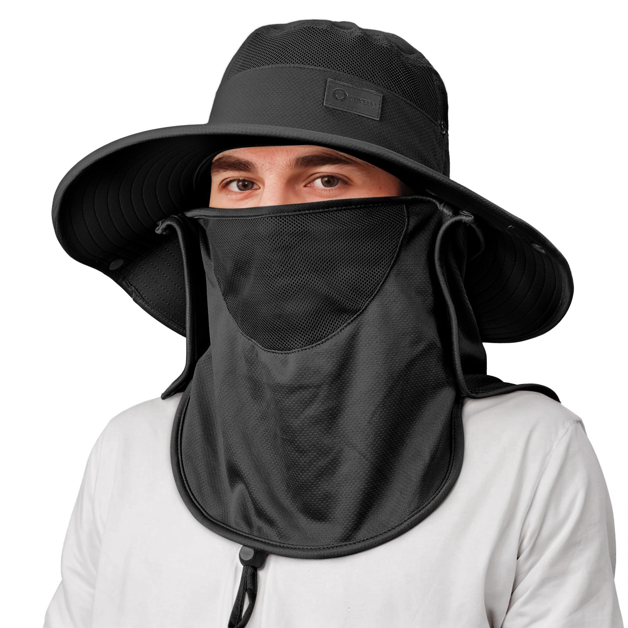 Sukeen Fishing Hat for Men Women, Wide Brim Outdoor UPF 50+ Sun Protection with Detachable Neck Flap and Face Mask