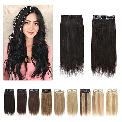 S-noilite Extensiones de cabello humano con pinzas, 2 unidades, 8 pulgadas, extensiones de cabello humano corto que añaden volumen extra grueso,
