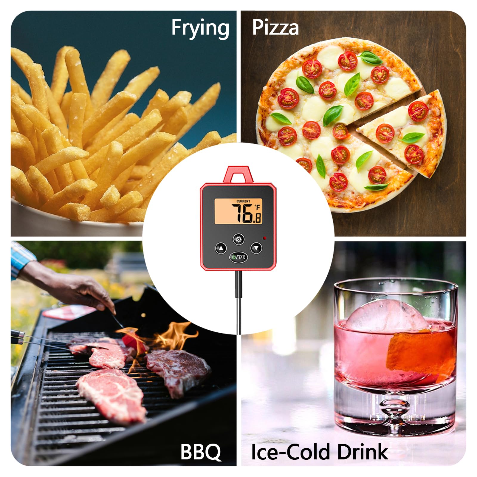 Timloon Waterproof Digital Candy Thermometer for Candy Making, Instant Read Cooking Thermometer with Pot Clip, Backlight LCD, 8" Long Probe, Temperature Alarm, degC/degF Switch for Kitchen, Outdoor BBQ - Image 5