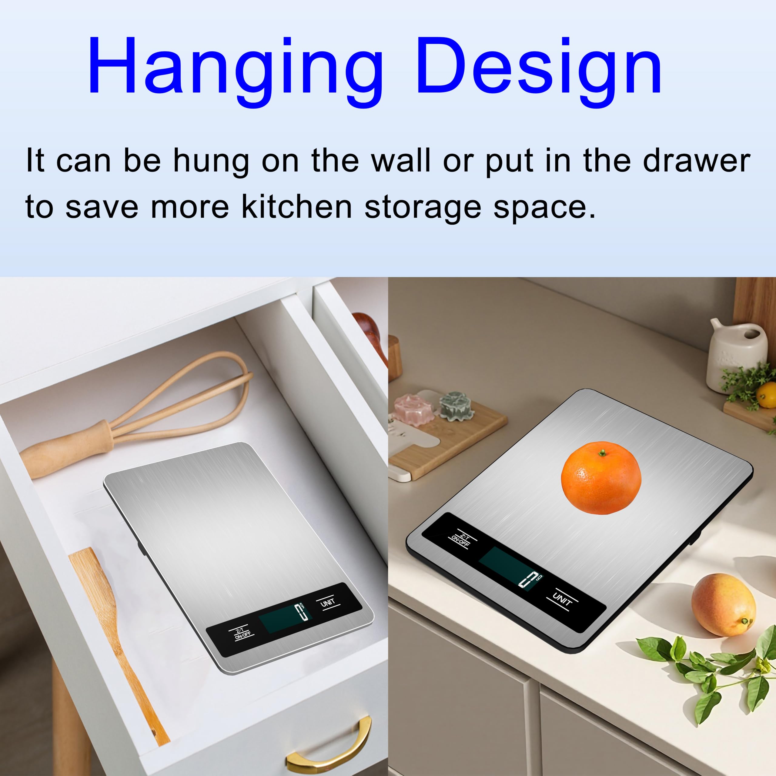 Báscula digital de cocina, 33 lb/15 kg de peso de alta capacidad para hornear, cocinar y preparar comidas, precisión de 1 g, 6 unidades con función de tara, recargable por USB (estilo B)