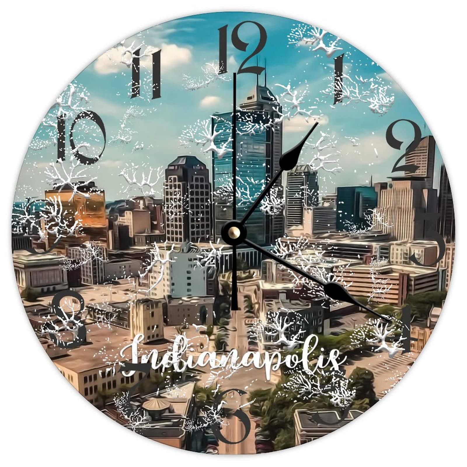 Horloge murale ronde en bois Indianapolis vintage et silencieuse 38 cm