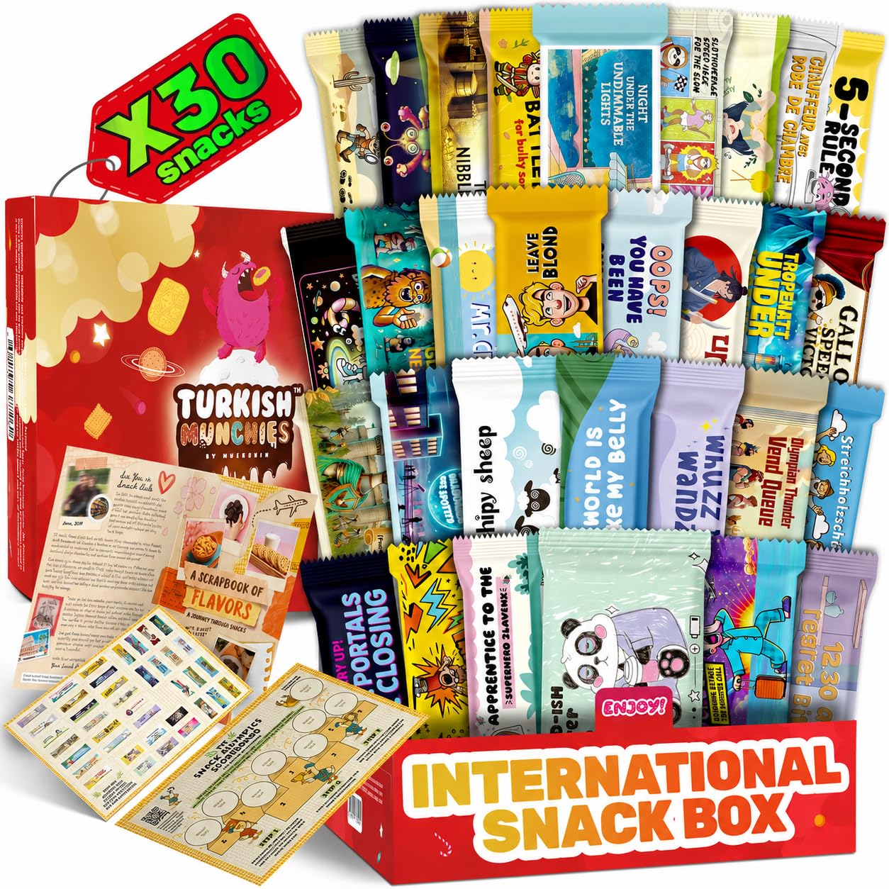 International Snack Box, Unique Experience with Universal Exotic Candies and Treats from around the World, Gift-Ready Foreign Foods in Packages Inspired by European, Japanese and Korean Cultures