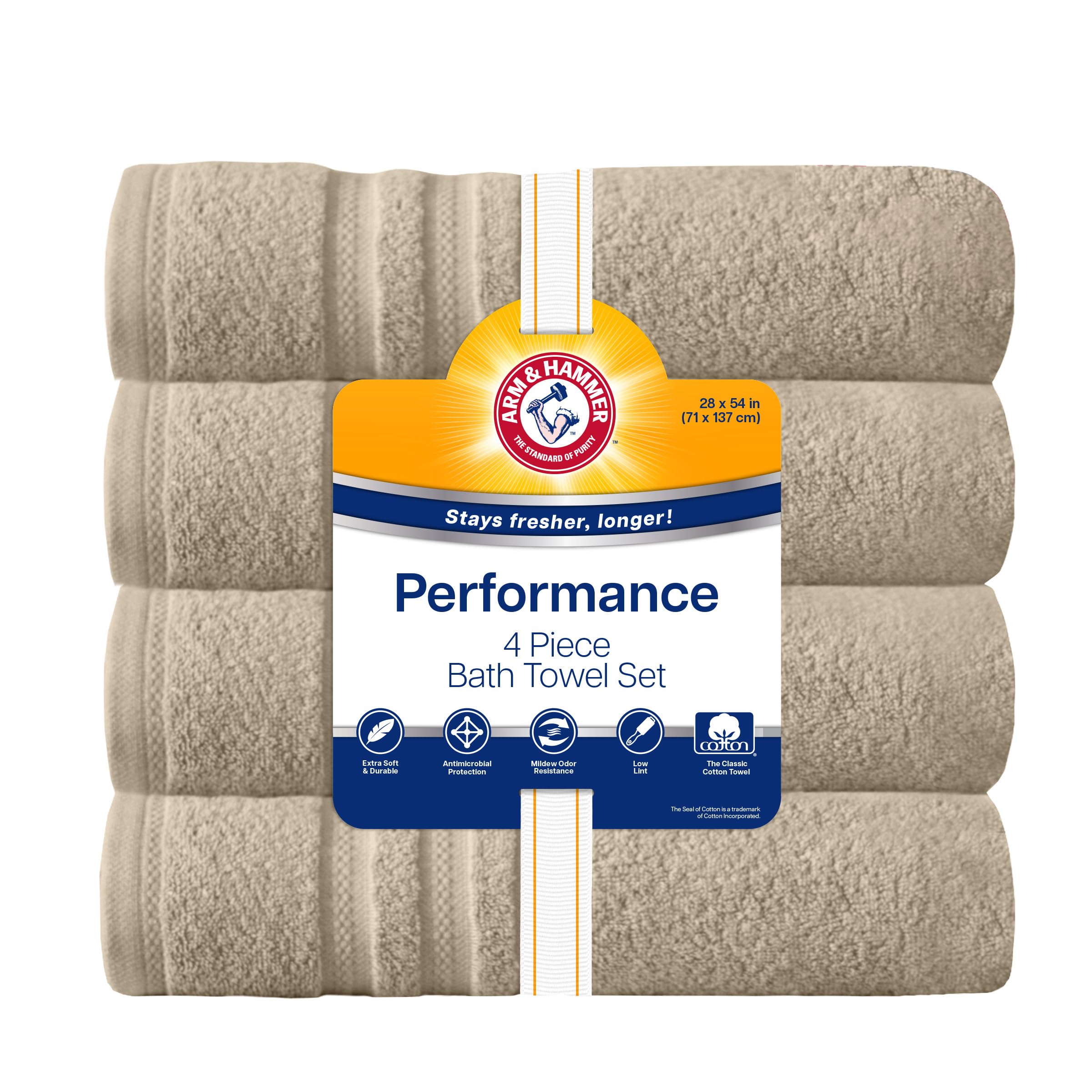 Serviettes de bain kaki pour le sport et la maison Arm & Hammer Performance