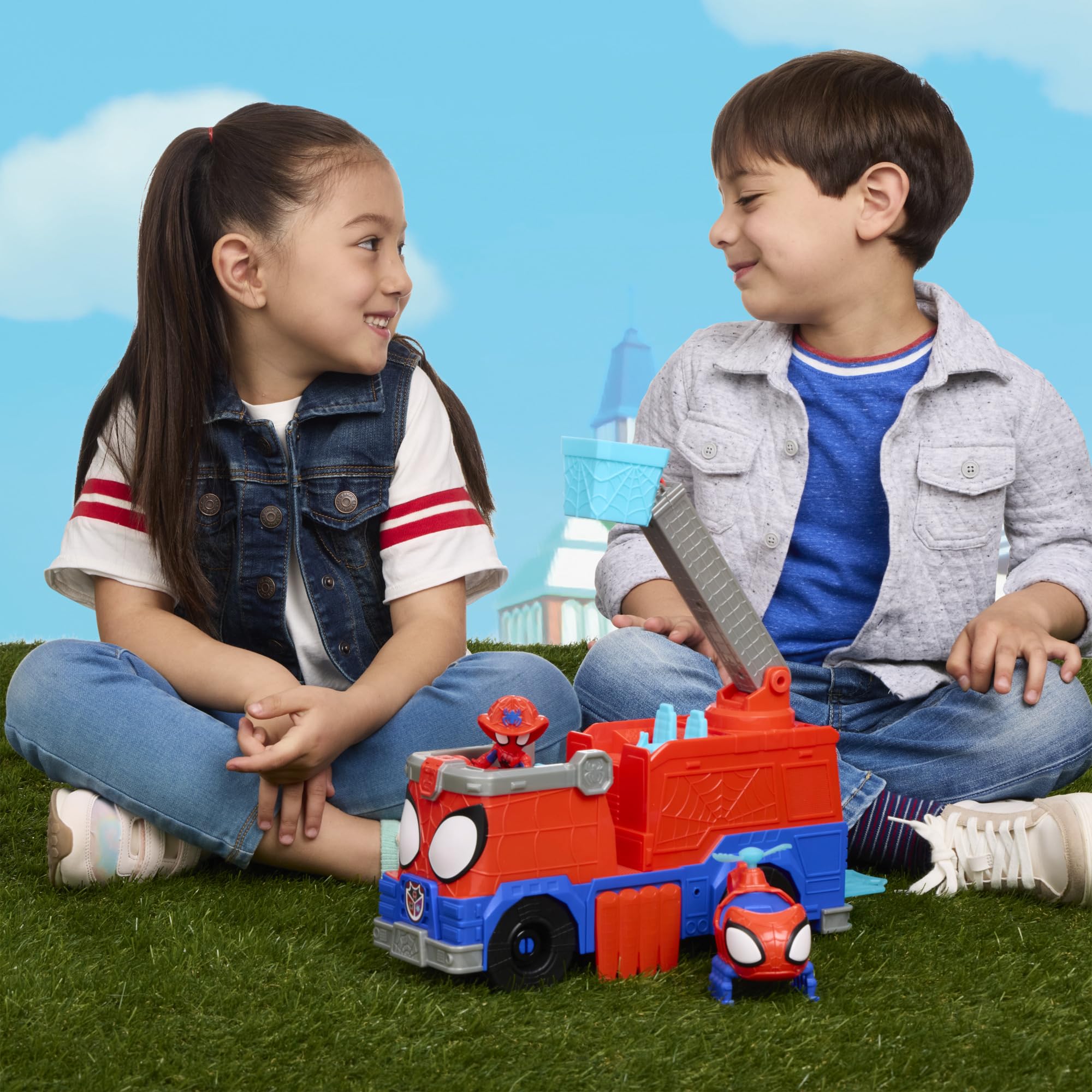 Hasbro Marvel, Spidey e i Suoi Fantastici Amici, Camion dei Pompieri Rescue-Webs, Action Figure e Veicolo