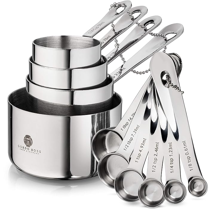Buy Stainless Steel Measuring Cups And Spoons Set Heavy Duty, Metal