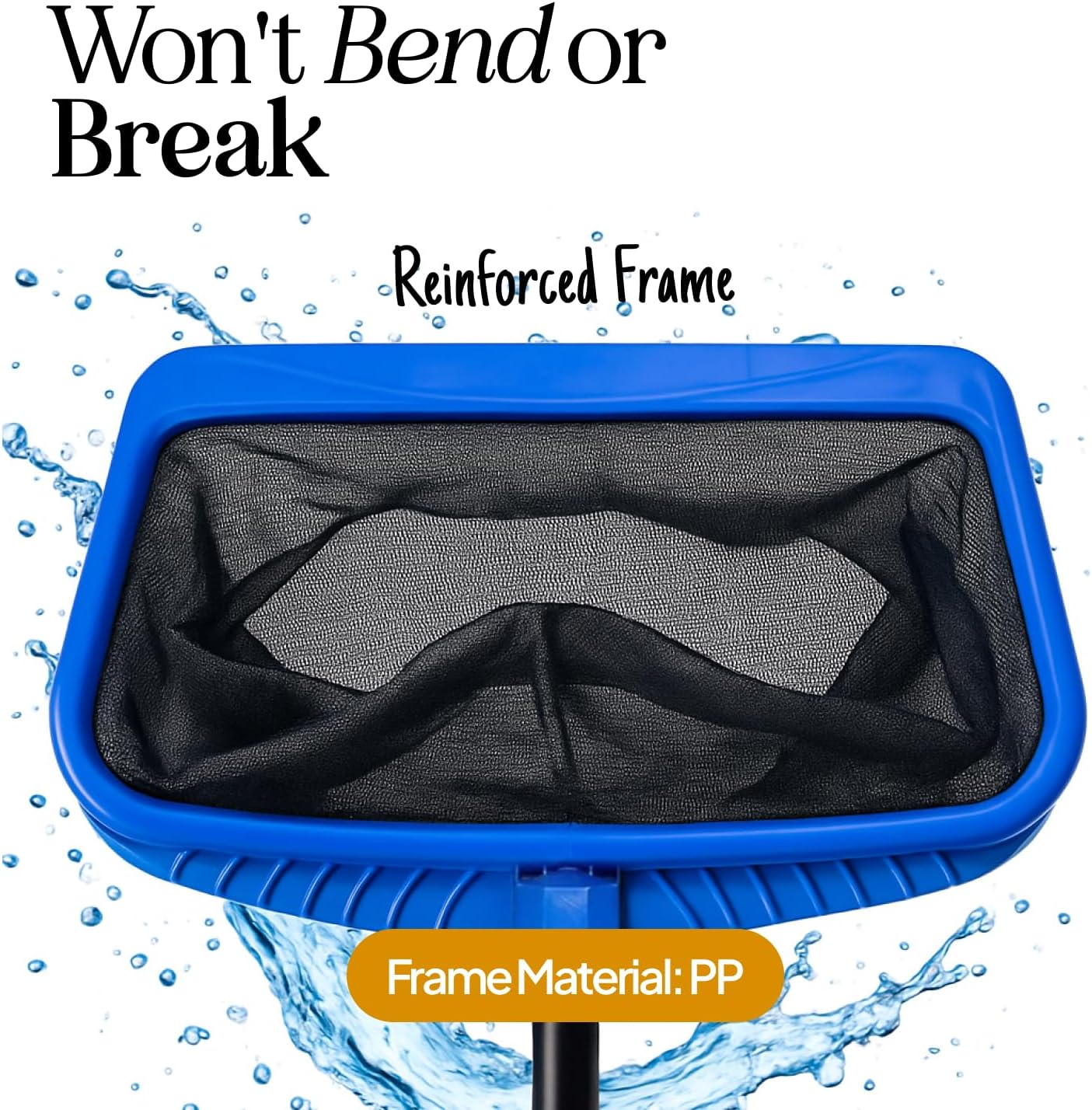 Pool Skimmer Net for Cleaning – Heavy Duty Deep Mesh Pool Net Skimmer - Fine Leaf Rake Net for Swimming Pools, Ponds - Strong Frame - Fits Standard Pool Poles (Net Only, No Pole) - Image 3