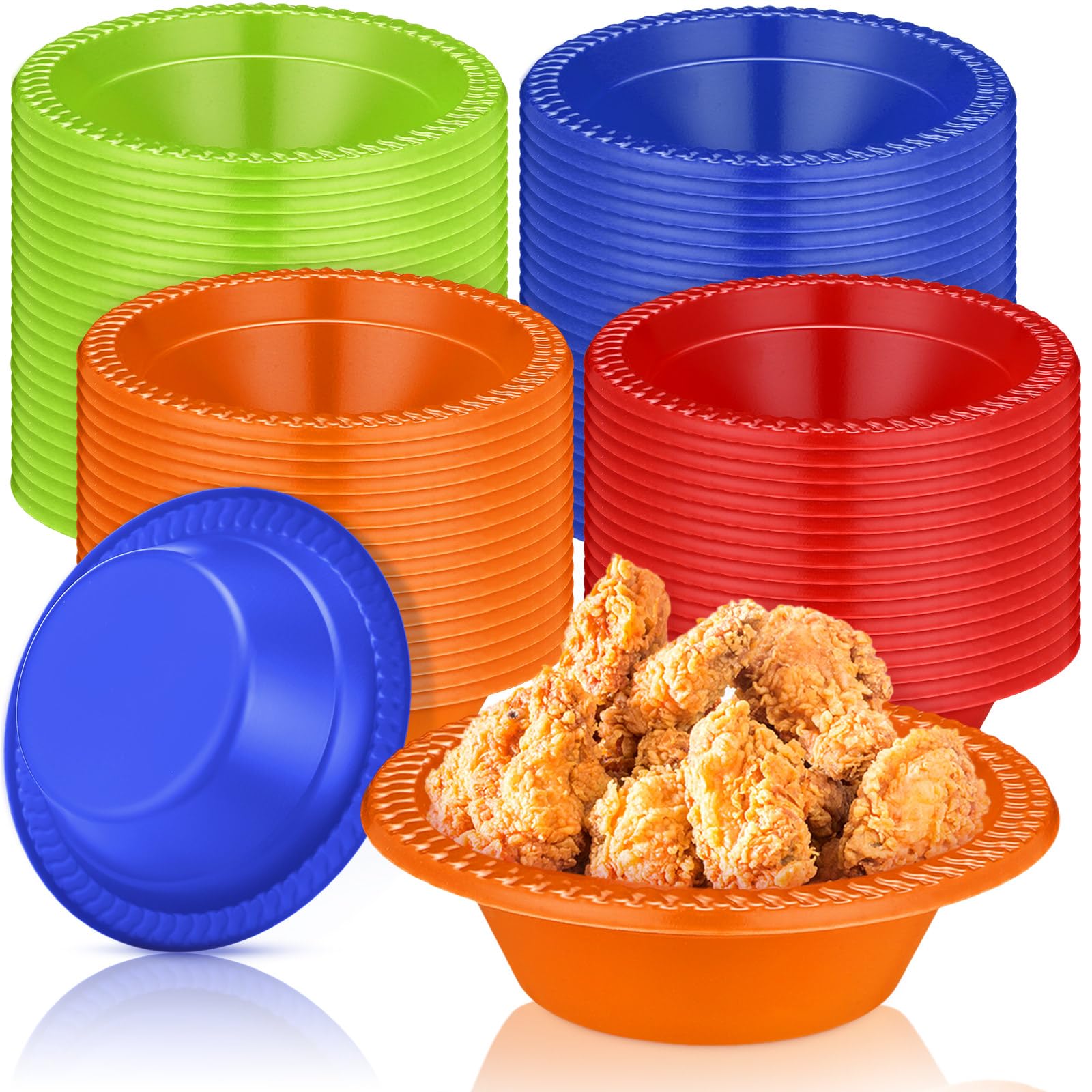 Lallisa 100 Pcs 12 oz Colorful Disposable Plastic Serving Bowls