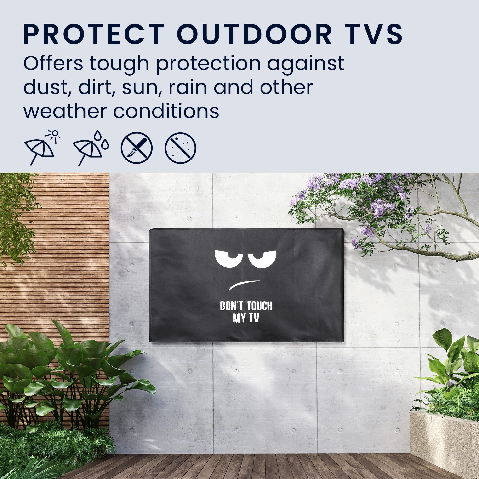 kwmobile Housse écran TV 55" - Housse de protection extérieur intempéries blanc-noir
