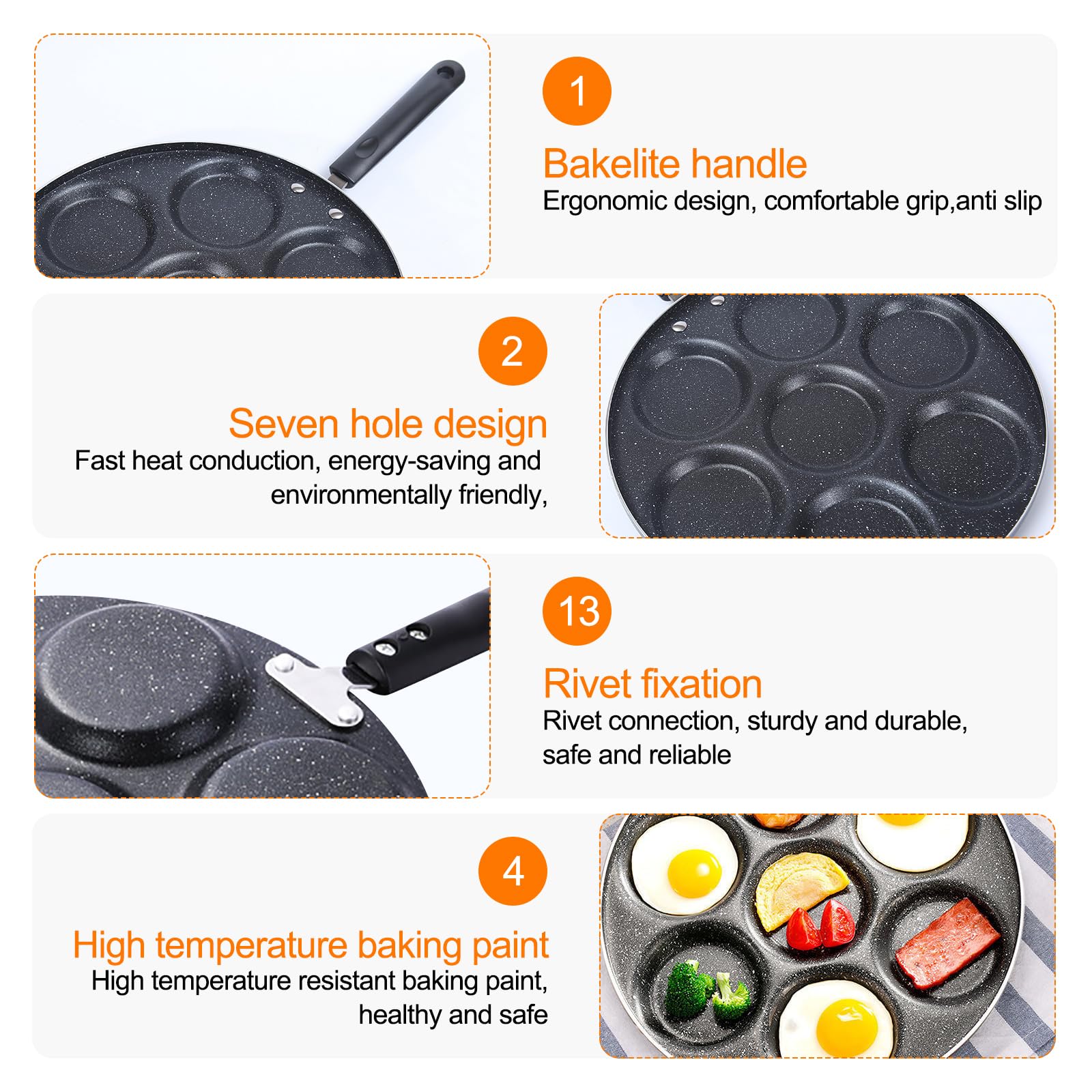 Cocina antiadherente para crepas de 7 moldes 3