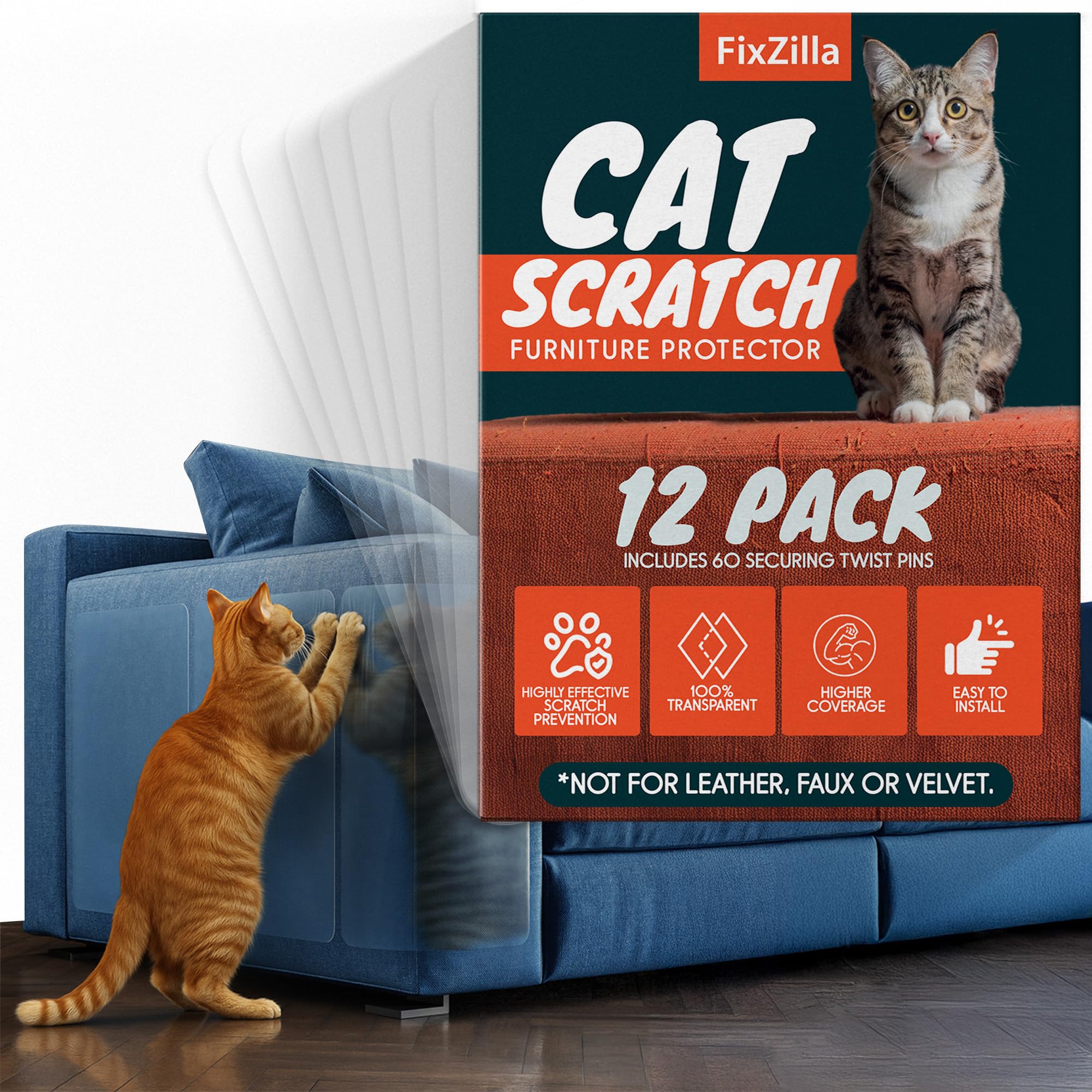 Anti Cat Scratch Furniture Protector 12-Pack Couch Protector from