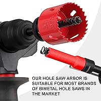 Vista 8 de SDS-Plus - Mandril de sierra de agujero, incluye 2 ejes de sierra de agujero con 3 taladros centrales HSS (M2) de 1/4 de pulgada, 2 llaves