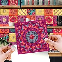 WALPLUS Tile Stickers for Kitchen Splashbacks Covers 15x15cm(6") Self Adhesive Stick on Tiles for Bathroom Removable Peel and Stick Backsplash Wall Transfers Renovation 24 PCS