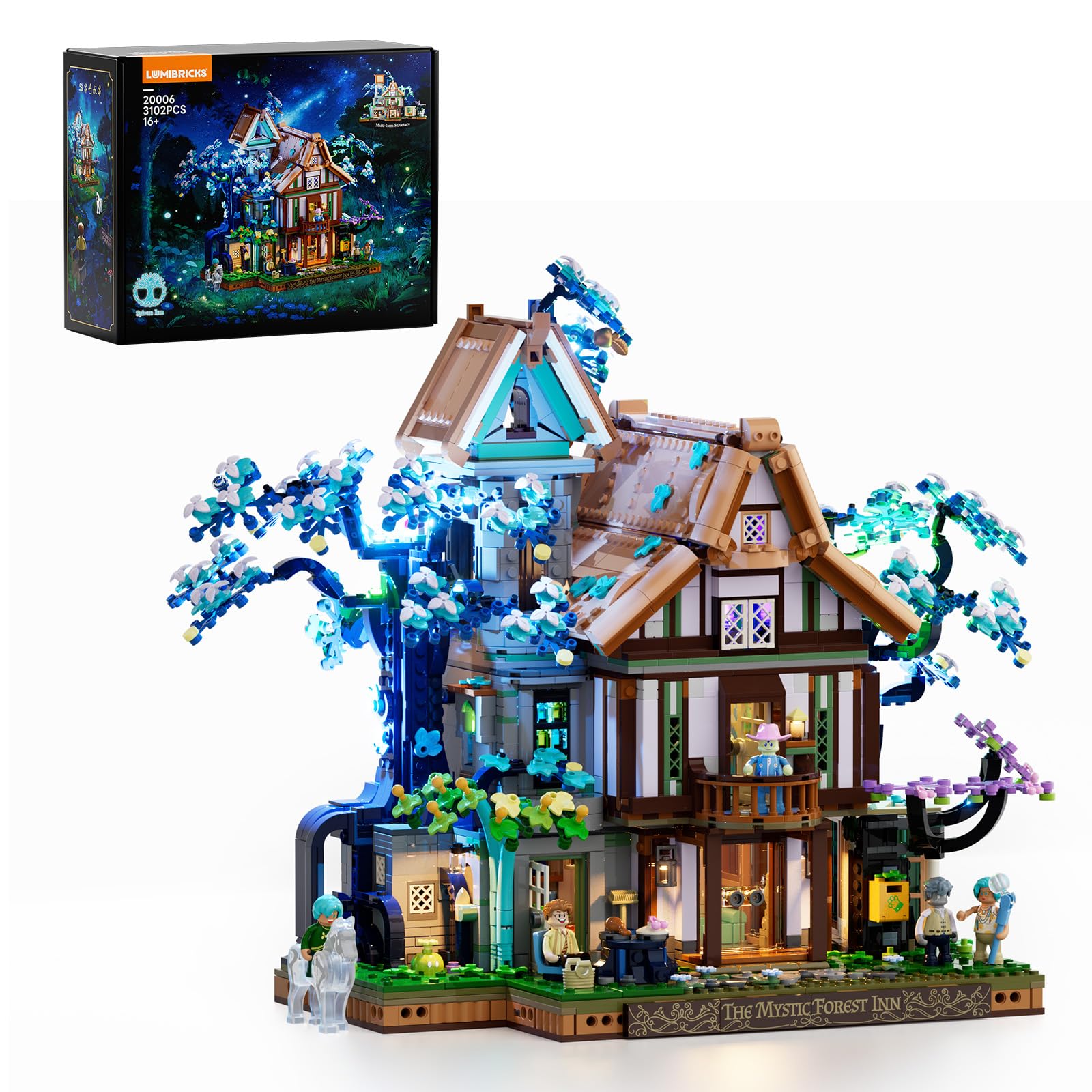 Lumibricks Sylvan Inn Toy Modular Building Set with Light, 3120 Pcs, Magical Elven Fantasy Forest Construction Kit, Gift Idea for Teens & Adults