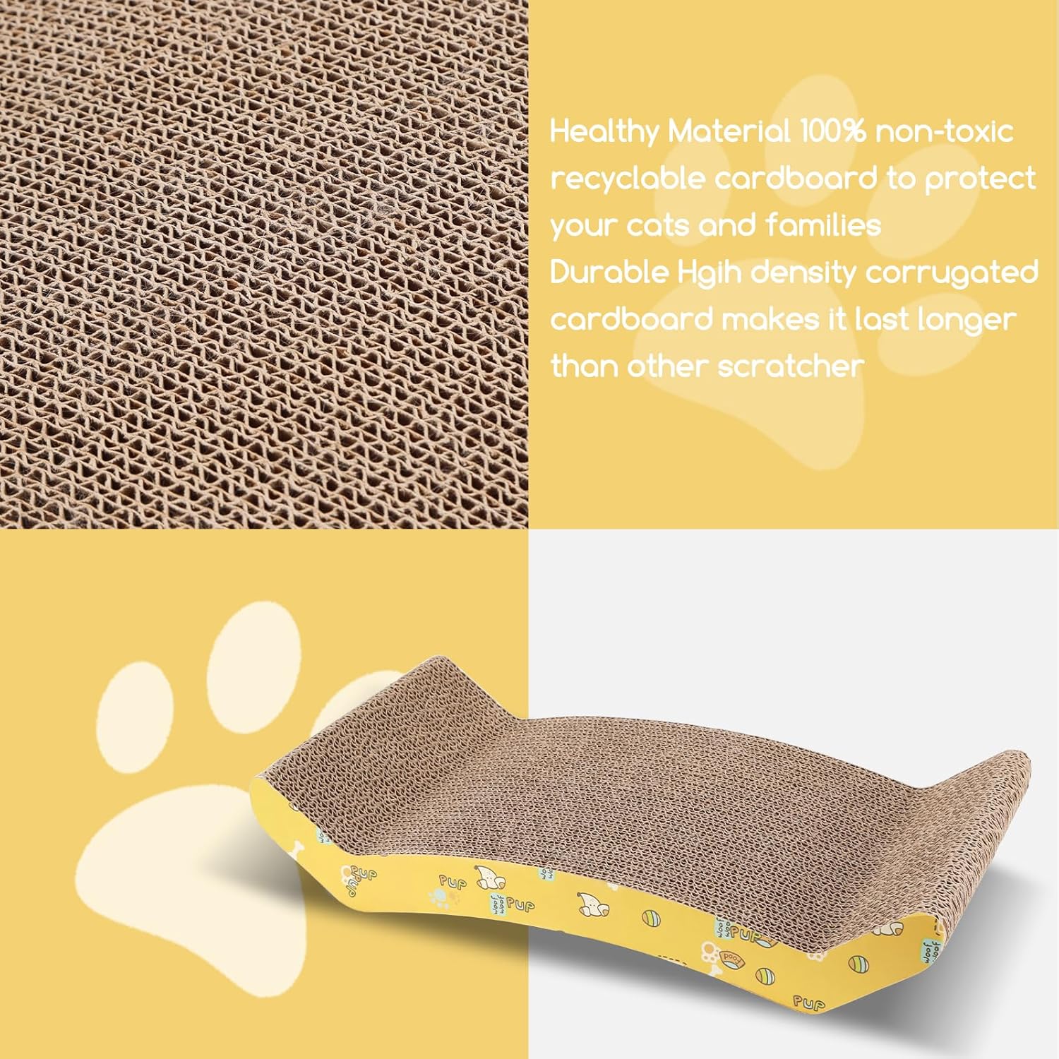 Nobleza 2Pcs Cat Scratching Board, Reversible Use Curved Shape Cat Scratcher with Catnip, High Density Corrugated Scratcher Cardboard, Durable Scratchers Pad Bed Sofa Lounger Set, Size 44 * 22 * 8 cm 6 81TsHENgh3L. AC SL1500