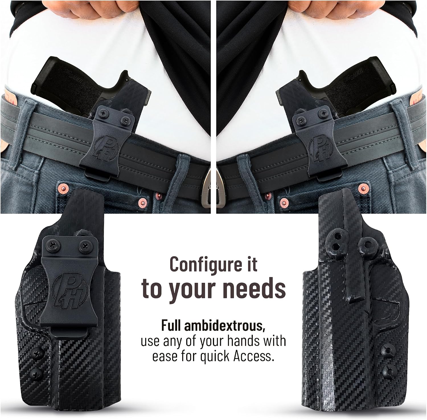 Ambidextrous Kydex Sig Sauer P365 XL Holster IWB. Concealed Holster