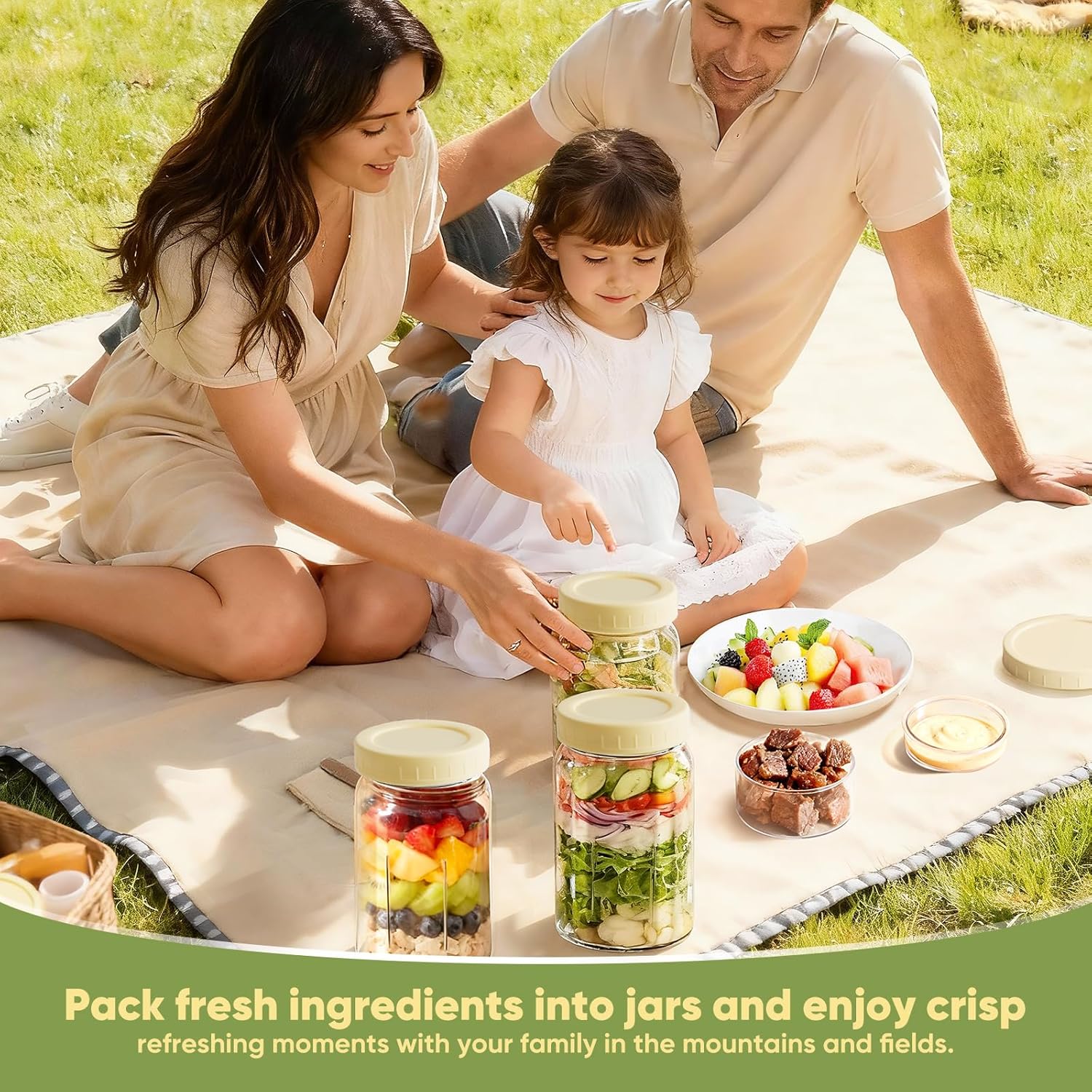 Yirilan 4 Pack Salad Jars with Dressing Container -32OZ Glass Salad Leakproof container for Fresh Lunch with 2 Built-In Compartments for Wet/Dry Separation, Mason Jar Salad Containers - Image 8