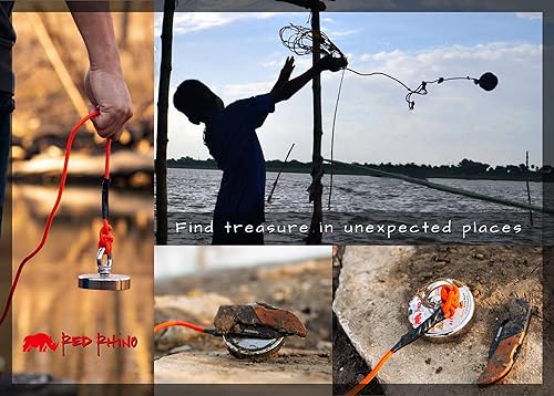 Miniatura 5 de Cuerda de pesca con imán de neodimio N52 de grado militar, 550 libras de fuerza de tracción, guantes de mosquetón XL, kit potente de recuperación