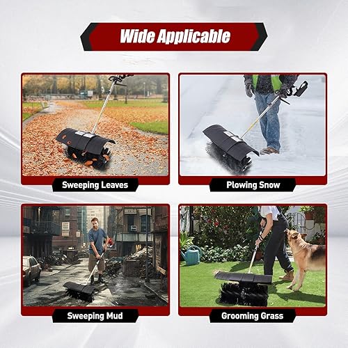 Miniatura 8 de LyeXD Barredora de escoba de 52 cc con soplador, 2.3 HP para exteriores, escoba de barrido de nieve, césped artificial, escoba eléctrica para