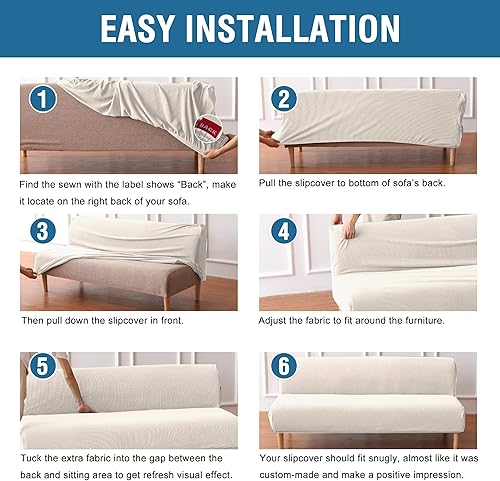 Vista 101 de H.VERSAILTEX - Funda elástica para sofá o cama, licra de alto elastano, lavable a máquina, tela Jacquard para sofá, futón Chocolate