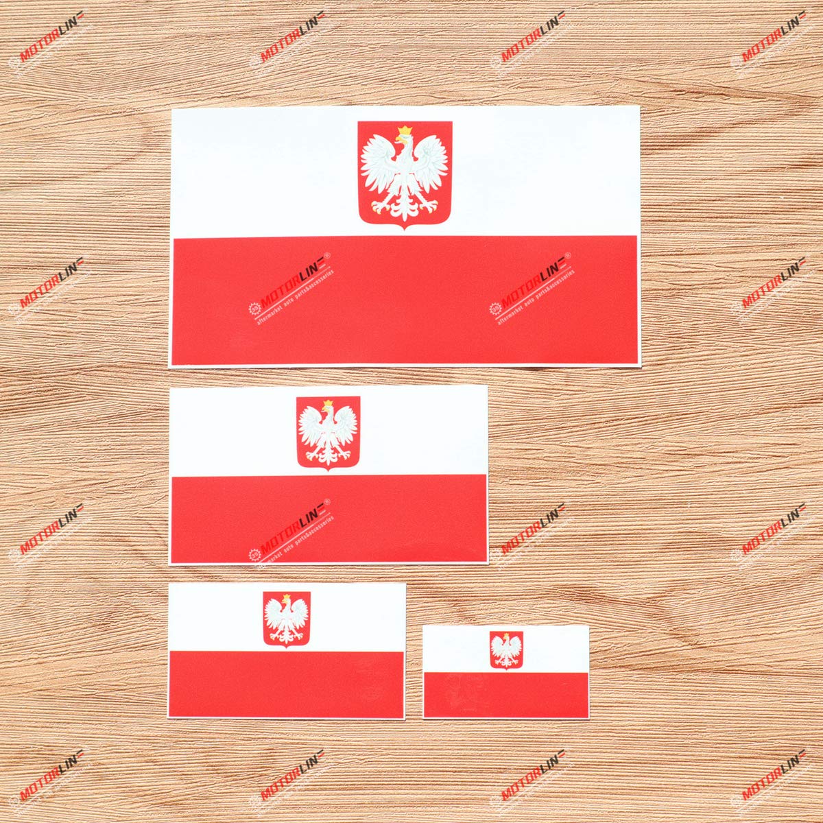 Polish Flag Coat of Arms Polska Poland Eagle Vinyl Decal Sticker - 4 Pack Glossy, 2 Inches, 3 Inches, 4 Inches, 6 Inches - for Car Boat Laptop Cup