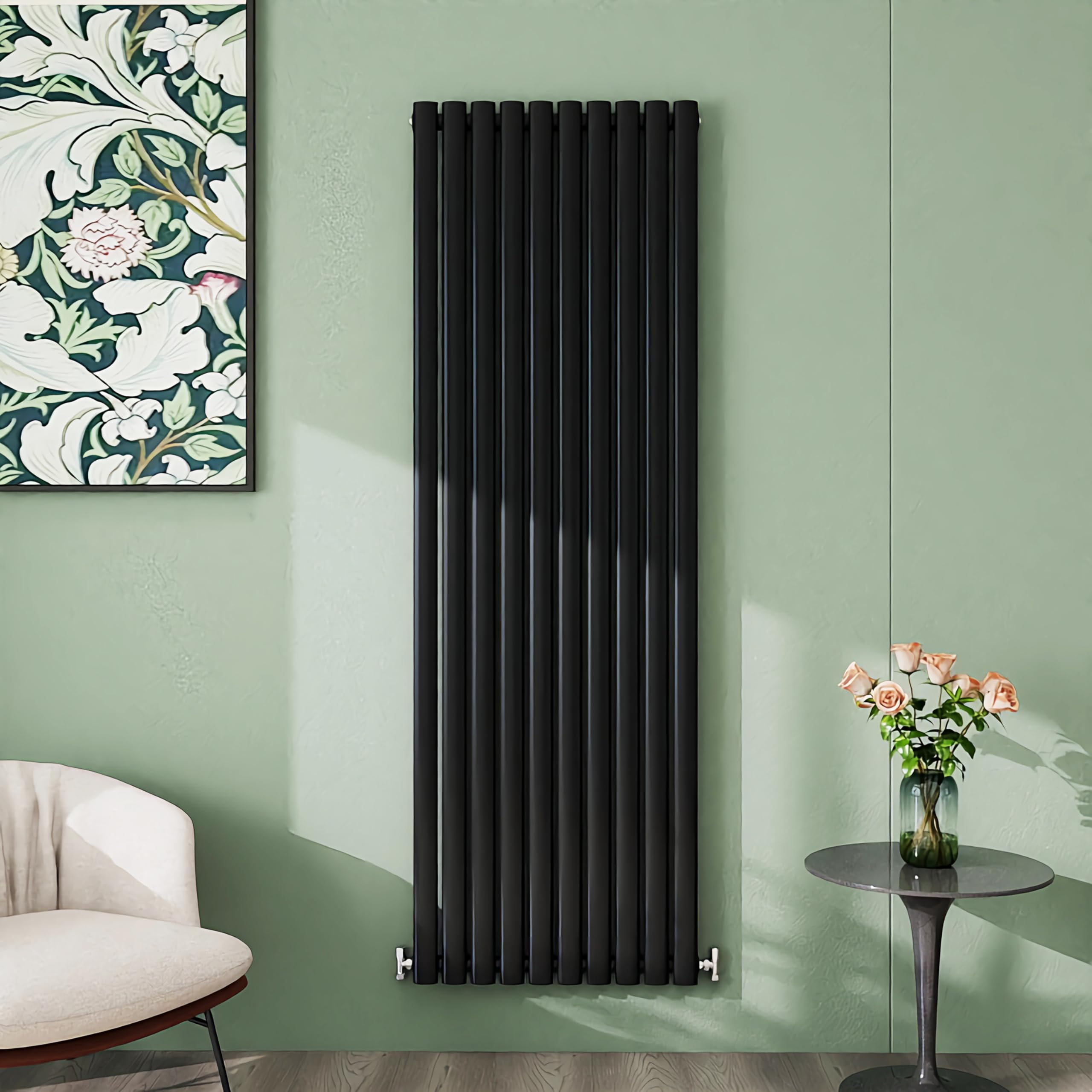 Simple Bathroom 1800×590mm Black Radiator Vertical Single Oval Column Designer Central Heating Rad For Bathroom/Kitchen/Living Room