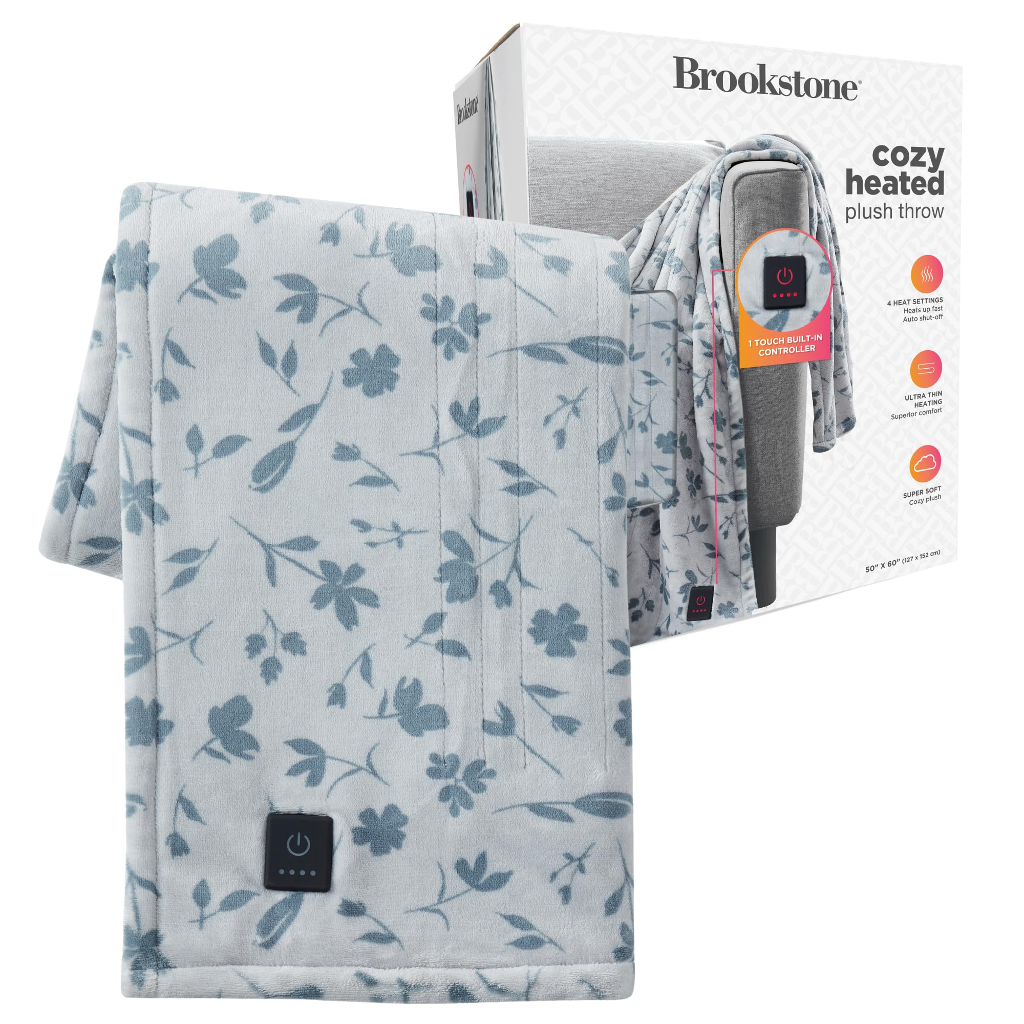 Brookstone Heated Throw Blanket Heat Blankets Electric Faux Fur