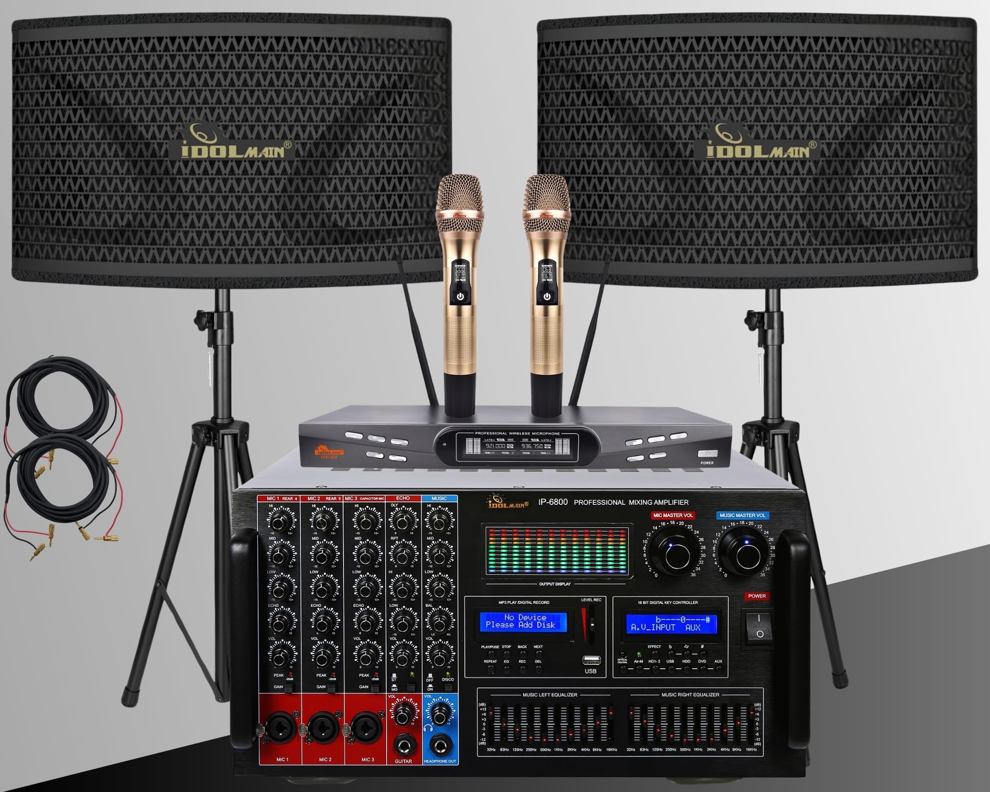 Super Bass Home Karaoke Package 8000W Mixing Amplifier with Optical/HDMI/Recording/USB/Equalizer Built-in Plus 12