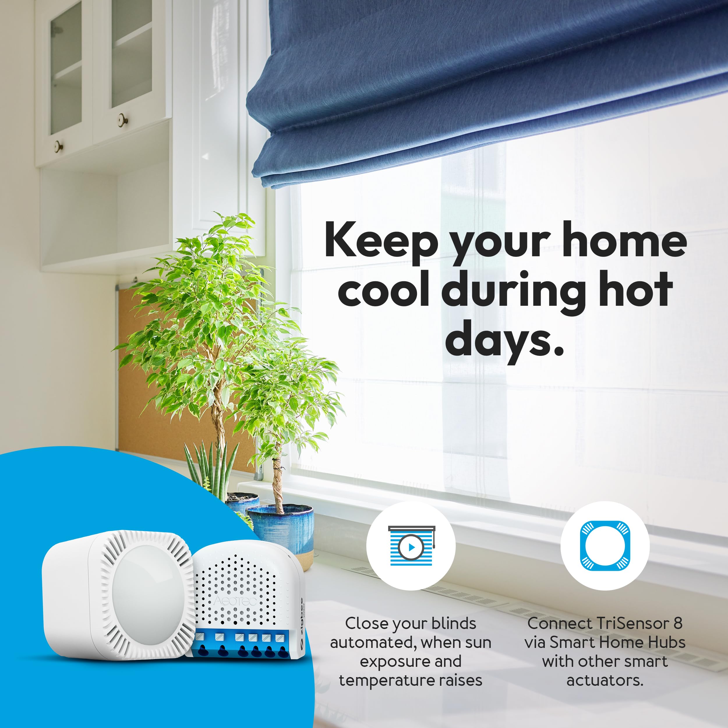 Aeotec TriSensor 8 – multiczujnik 3 w 1, ruch w promieniu 10 m, temperatura w °C, światło w luksie, Z-Wave Gen8, długi zakres, wymagany koncentrator, współpracuje z SmartThings, Homey, HomeAssistant