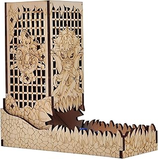 Viipha DND Dice Tower with Tray Wood Laser Etched Cthulhu Portable and Collapsible Dice Roller Perfect for Board Game and Tabletop RPG