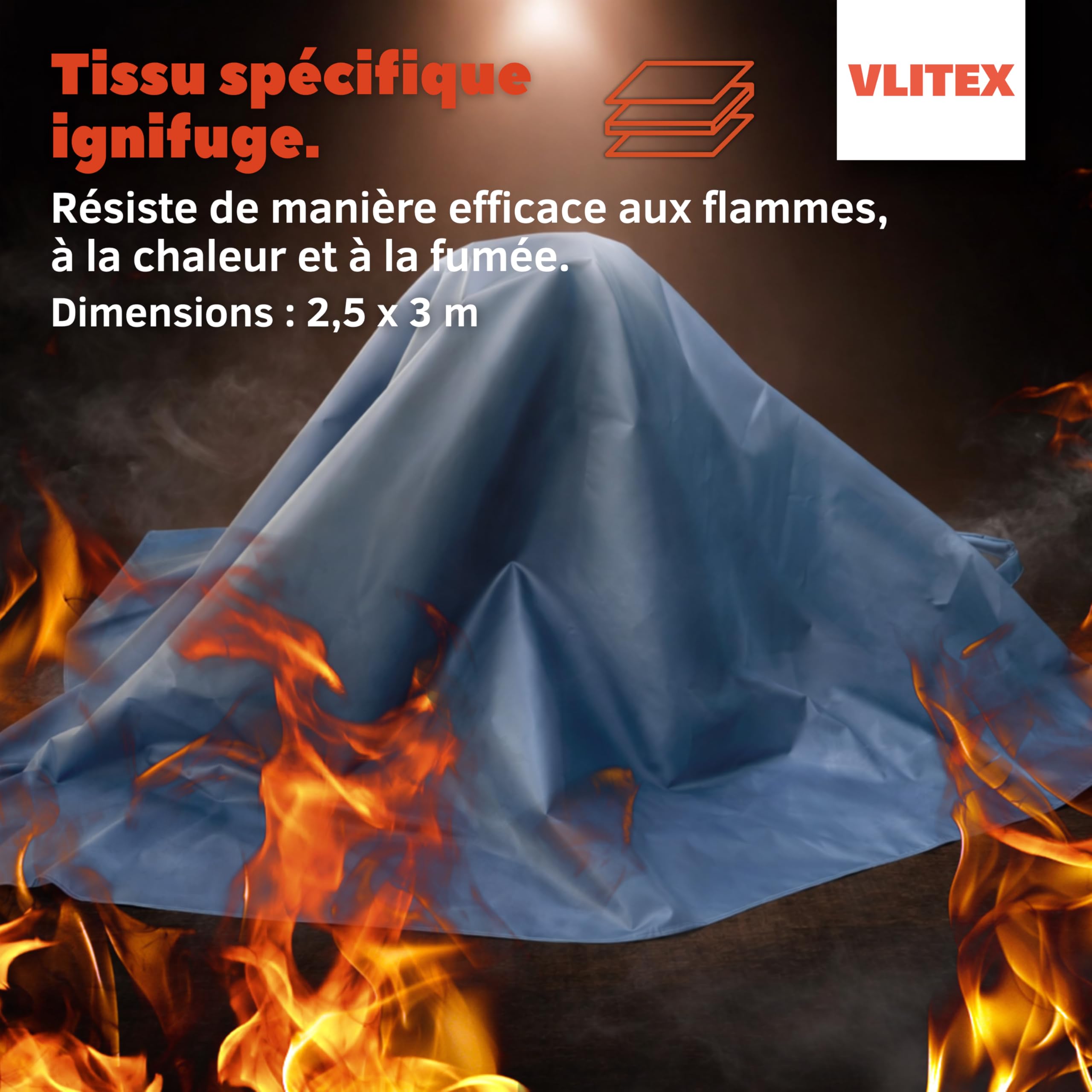 VLITEX Couverture Anti-Feu Batterie Lithium 2,5 x 3 m | pour Trottinettes Électriques, Hoverboards, etc. | Tissu ignifugé | pour la prévention et Une réaction Rapide en Cas d'incendie