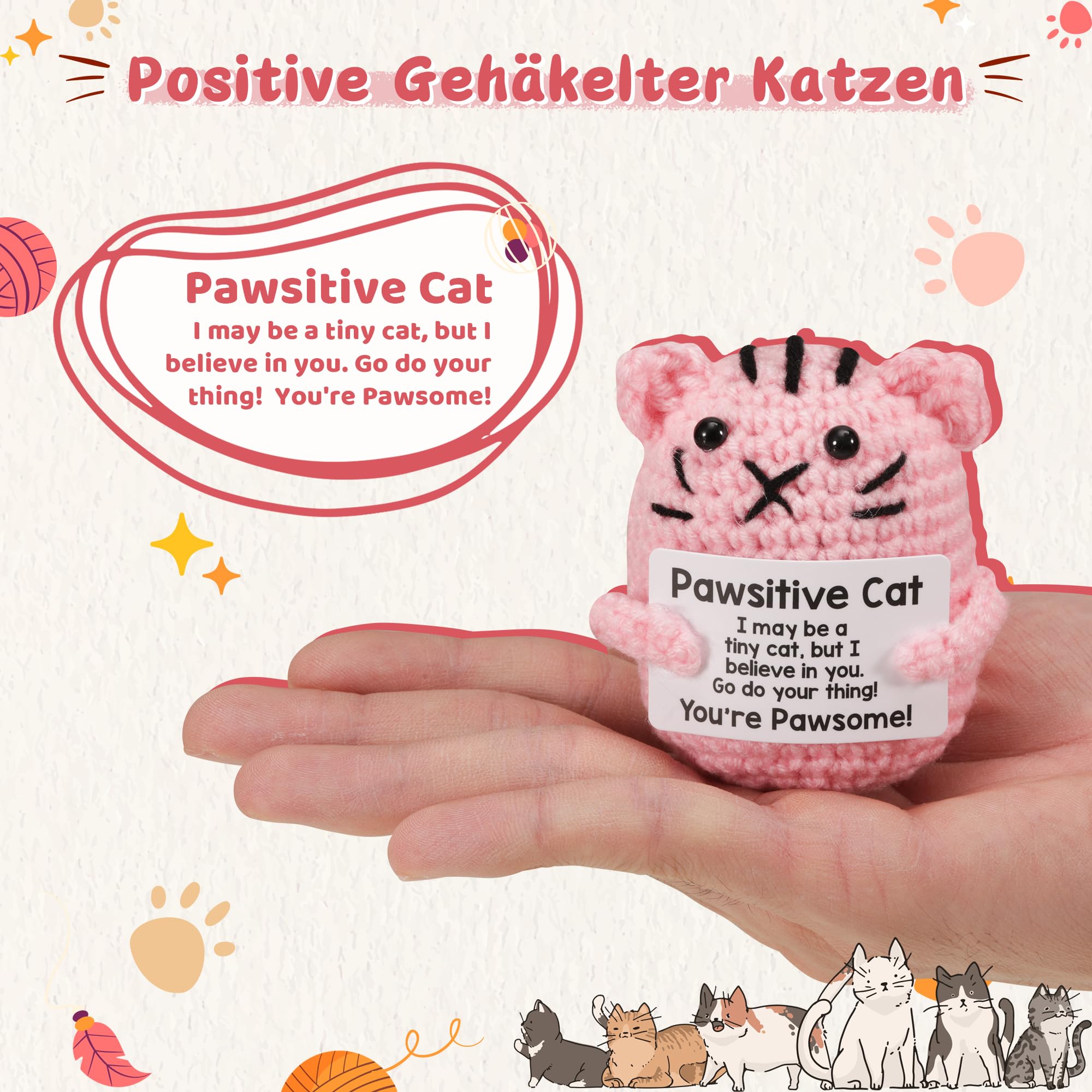 Mini Strickpuppe Handgemachte Häkelkatze - Emotion Produktbild-Vorschau 12