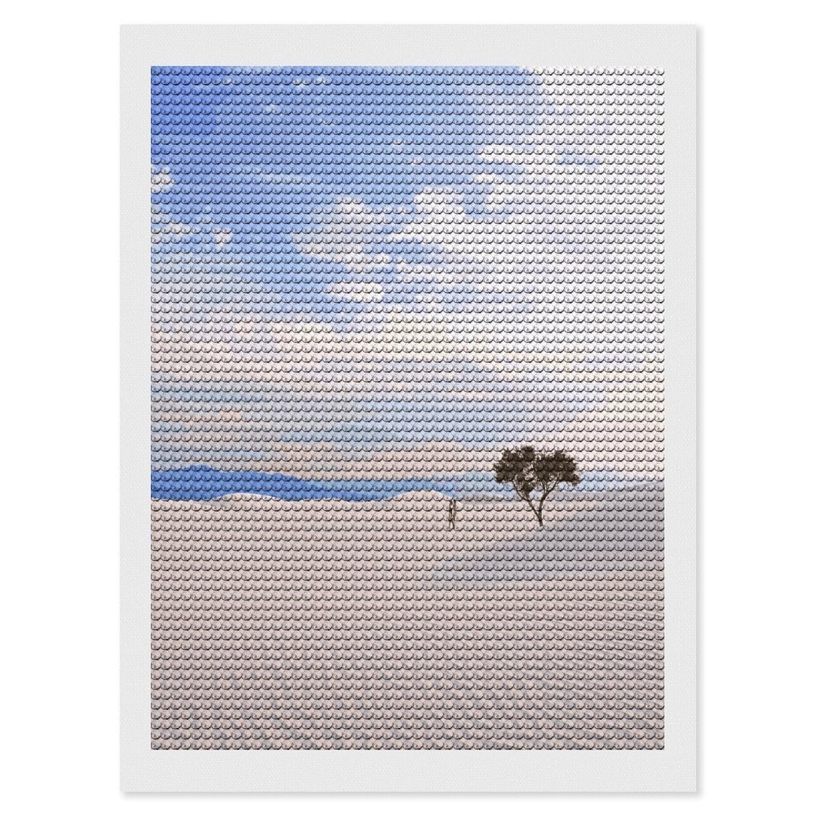 LDGSUPH Romantic White Sand Landscape Diamond Painting Kits for Adults Paint with Diamond Pictures Art DIY Full Drill Diamond Dots Painting Personalized Diamond Photo for Home Wall Decor Gift 12"x16"