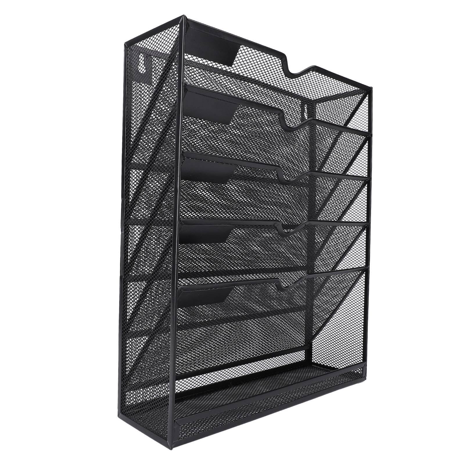 Wall File Organizer, Wall File Folder Holder Ample Storage Capacity User Friendly 6 Distinct Layers Iron Space Saving Rugged for Classroom