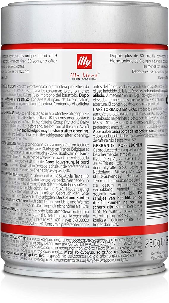 illy Classico Medium Roast Coffee Beans & Decaffeinated Ground Coffee, 100% Arabica, 250g