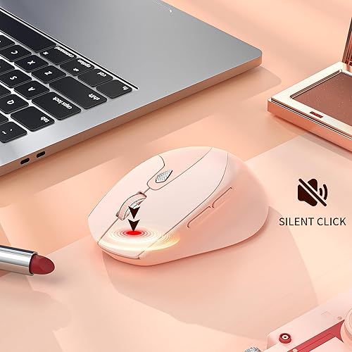 Miniatura 5 de TENMOS M7 - Mouse Bluetooth recargable, modo dual BT5.1+ 2.4 GHz, silencioso, USB, inalámbrico, con adaptador tipo C e indicador de batería, diseño