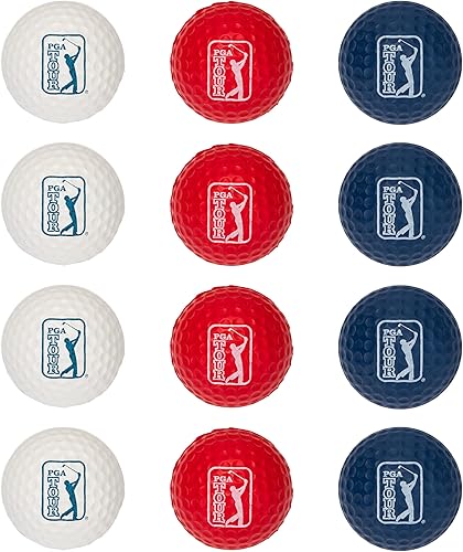 Franklin Sports Pelotas de golf de práctica de espuma para interiores y exteriores, PGA Tour para niños + adultos, espuma suave, pelotas de golf