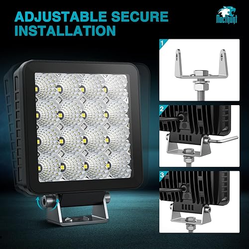 Miniatura 8 de Nilight 2 unidades de 5 pulgadas, 25 LED, haz de inundación, luces cuadradas de trabajo de conducción integradas EMC súper delgadas para todo