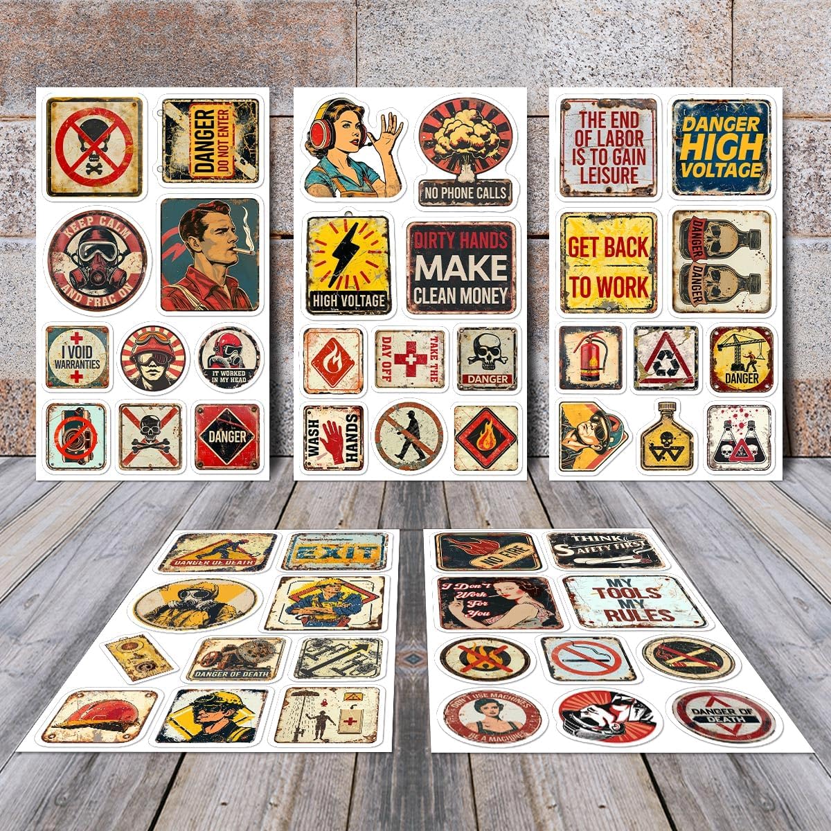 Pack 50 Pcs Toolbox Hard Hat Stickers for Water Bottles Funny Laptop Cups Luggage Construction Teens Kids Girls Boys Adults Men Waterproof Aesthetic Sticker Small Vinyl Decals