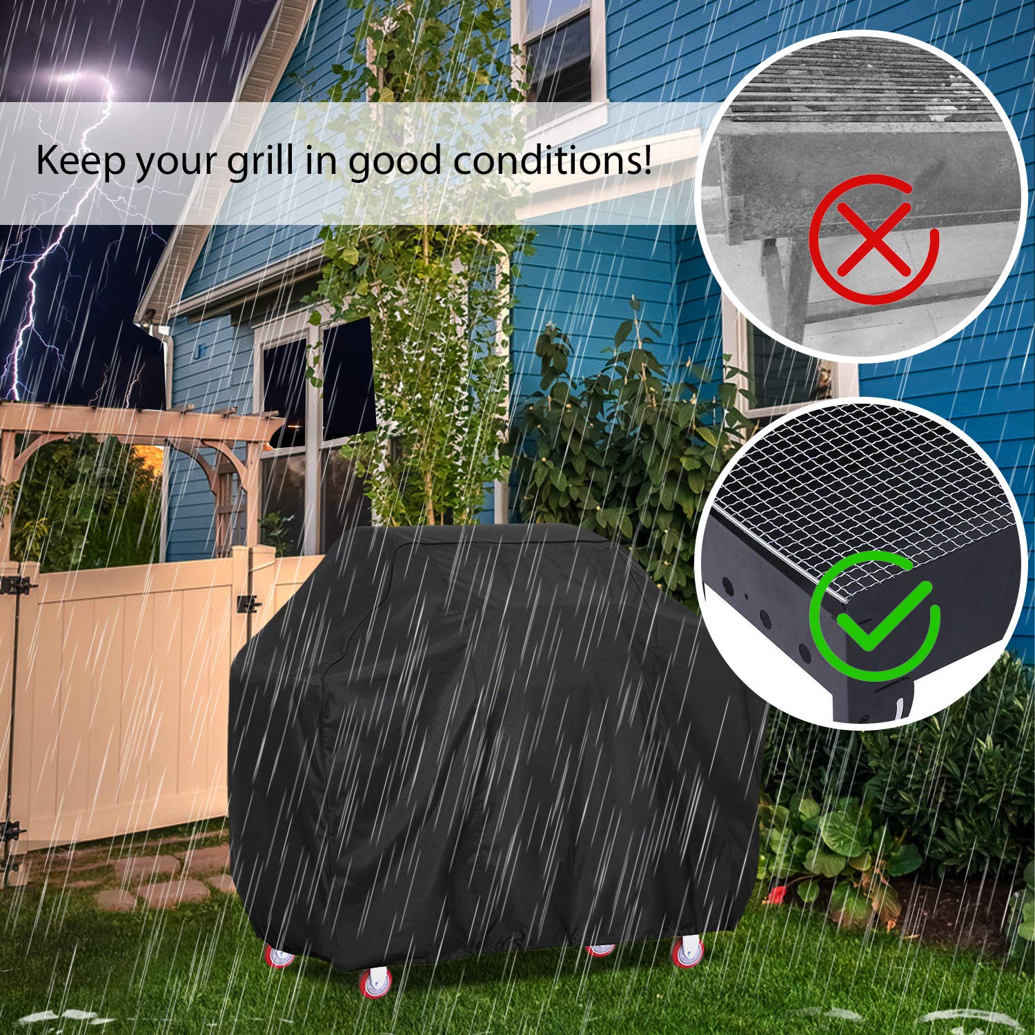 Funda para Barbacoa Funda para Muebles de Jardín Impermeable Oxford Tela Barbacoa Universal para Anti-Viento/UV, Size L(250 * 250 * 90cm)
