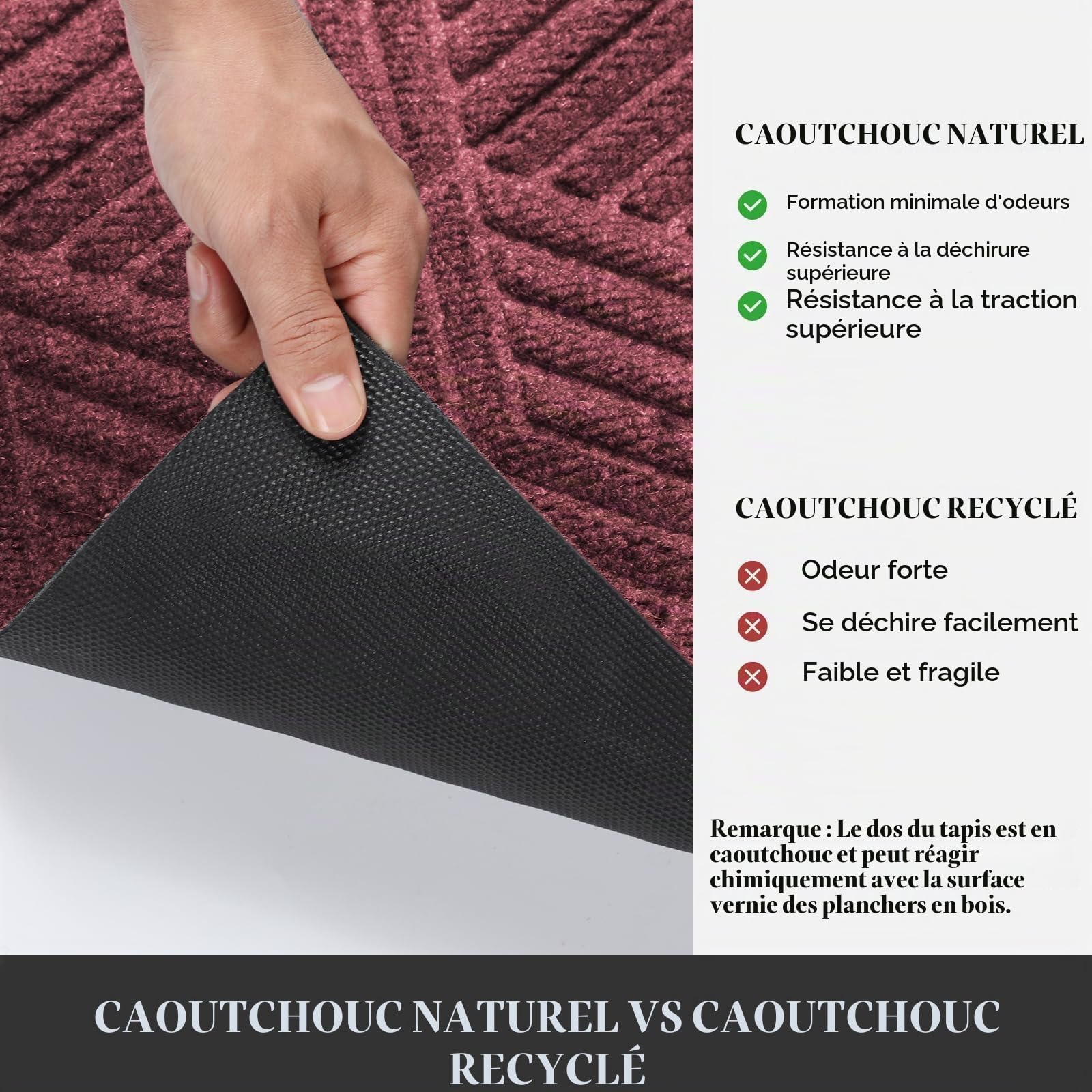 Yimobra Tapis de sol, anti-salissures, pour l'intérieur et l'extérieur, antidérapant, lavable et résistant aux intempéries, pour entrée et extérieur, 120 x 80 cm, rouge