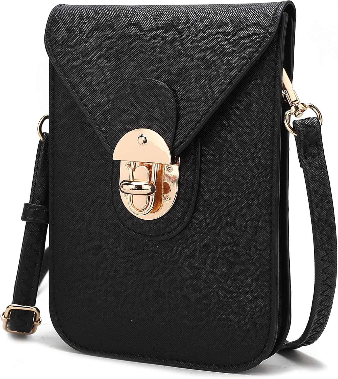 MKF Collection Small Crossbody Cell Phone Case for Women Fashion Turn Lock, Movil phone Bag Adjust Shoulder Strap by Mia K