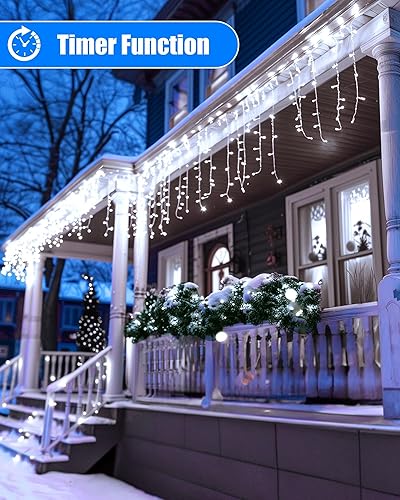 Miniatura 3 de Minetom Luces de carámbano para exteriores, 832 luces LED blancas de Navidad de 100 pies con 156 gotas, luz de Navidad de carámbano para exteriores