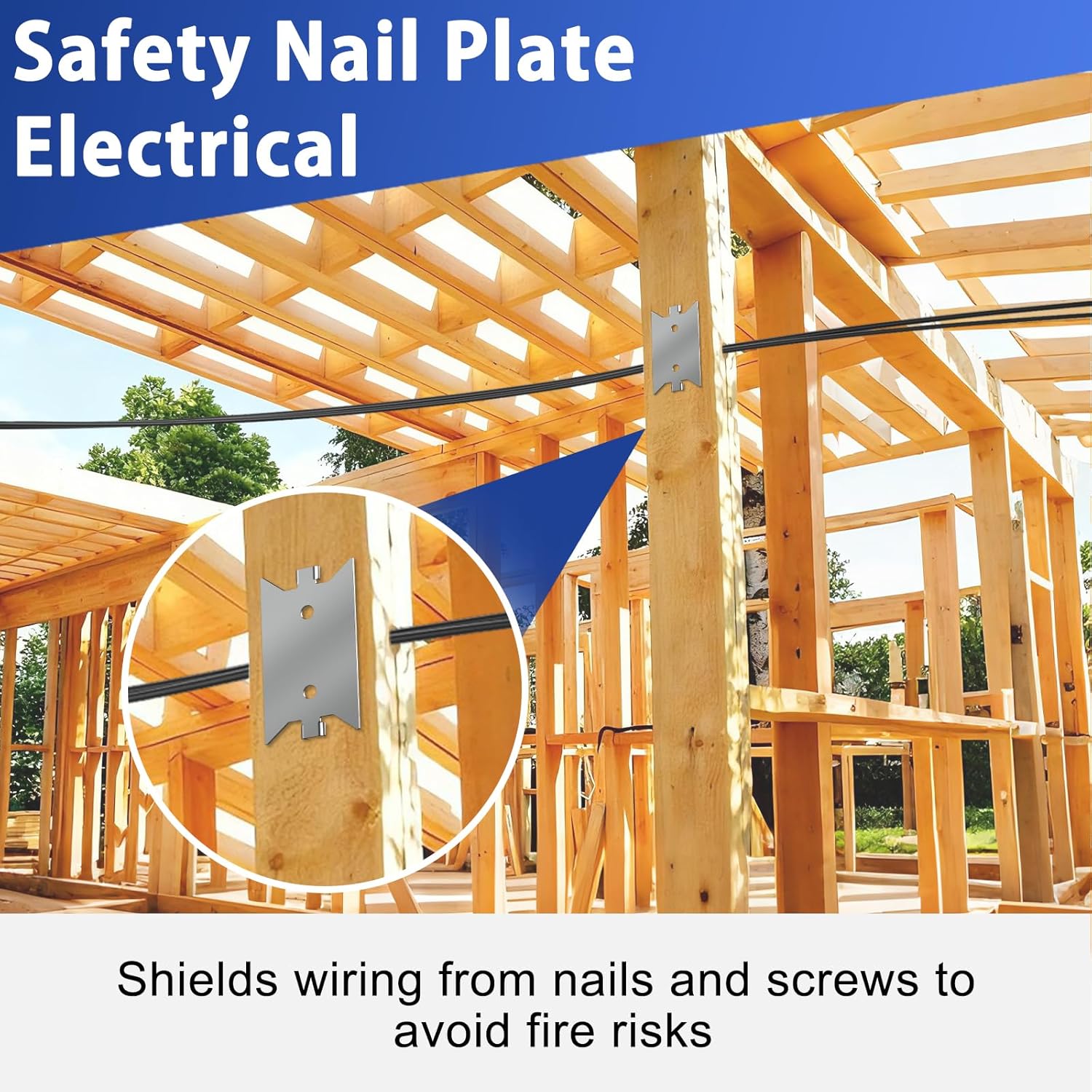 200 Pcs Nail Plates, 1.5 x 2.5 Inch Nail Plates for Wood Studs, Nail Plates Electrical for Protection Plumbing Wiring