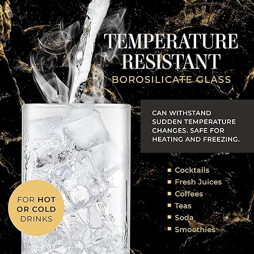 Miniatura 3 de Juego de 2 vasos cuadrados de vidrio de 12 onzas  Juego de cristalería moderna  Vajilla estética moderna para Highball, whisky, cóctel, cerveza,