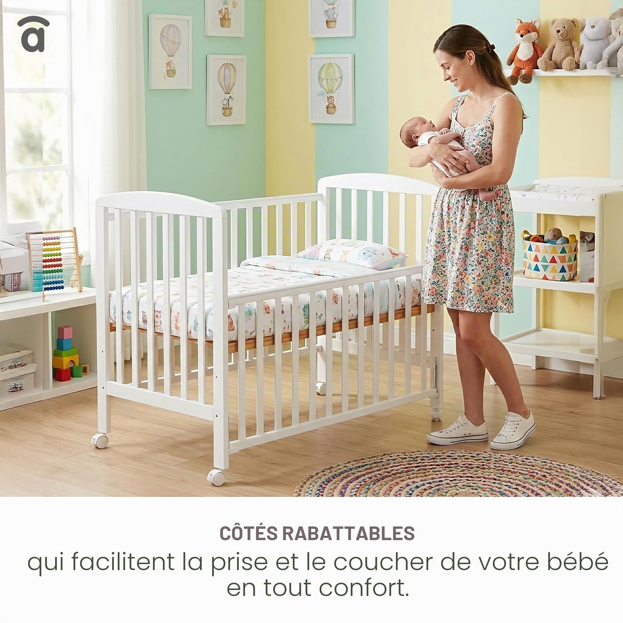 Asalvo 12371 Berceau en bois 120 x 60 cm Blanc