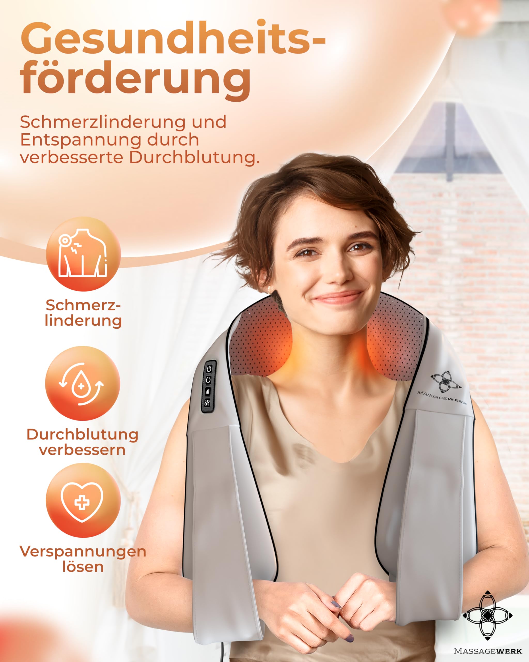 Shiatsu Nacken- und Rückenmassagegerät | Elektrisches Nackenmassagegerät mit Wärmefunktion | Ergonomisch, Ideal zur Linderung von Muskelverspannungen und Schmerzen