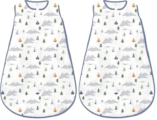 Amazing Baby Saco de dormir de muselina de algodón, para bebé niño o niña, manta portátil con cremallera de 2 vías, aventura al aire libre,