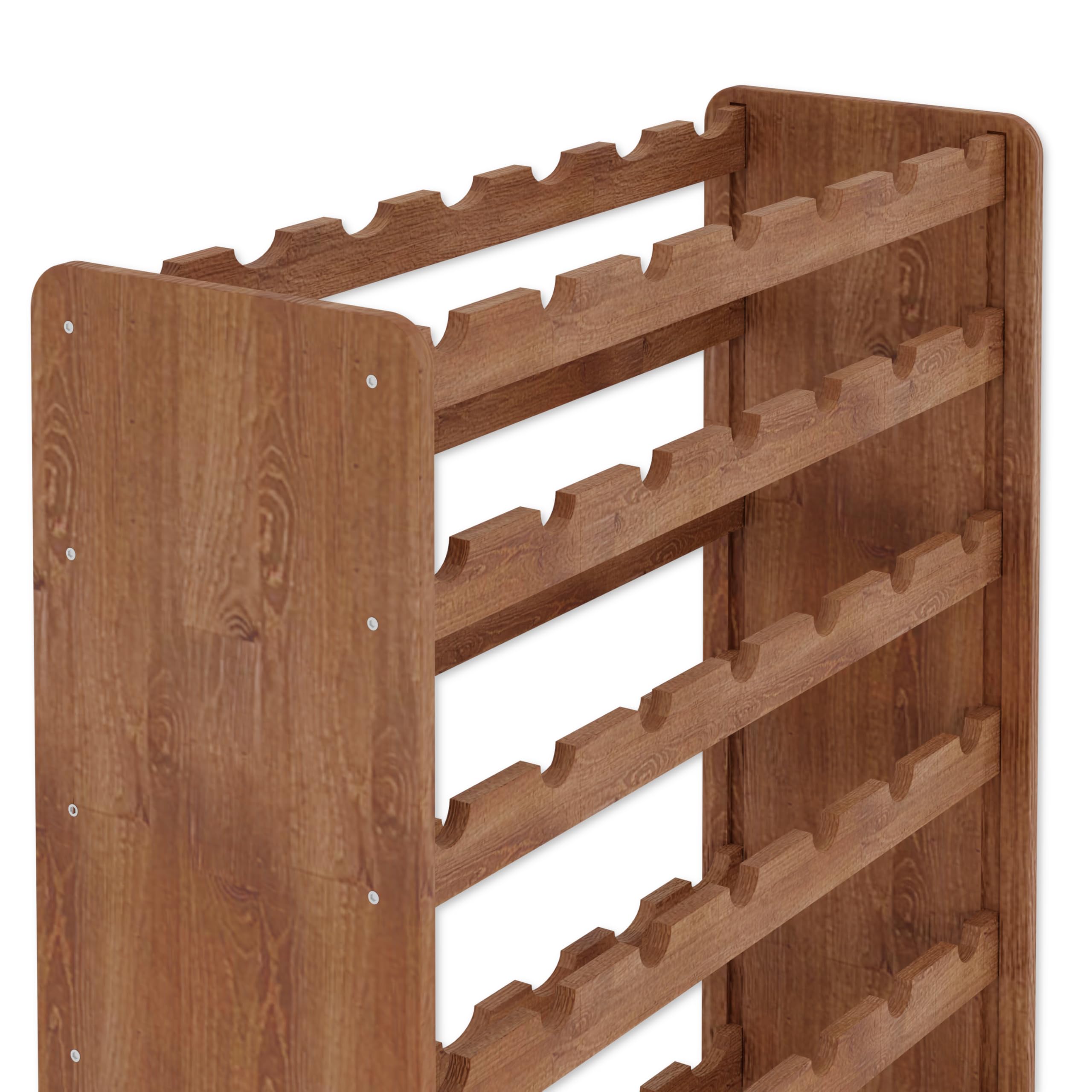 Lenmar, Wählen Sie Ihre Farbe, RW-3-63, Weinregal aus Holz, 118 x 72 x 26,5 cm, für 63 Flaschen, 9 liegen, Natur, Braun, Antrazit Flaschenregal für Wein, Lagerung für Flaschen (Braun)