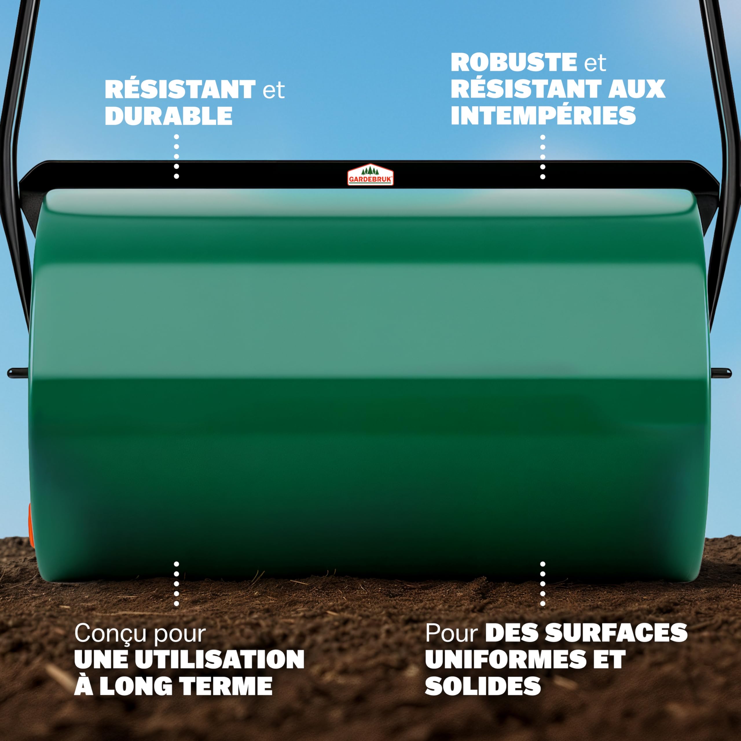 Gardebruk® Rouleau à Gazon 60cm 50L poignée rembourrée bavette antiprojection Remplissage Sable Eau pelouse Herbe Jardin Rouleau a Main agricole
